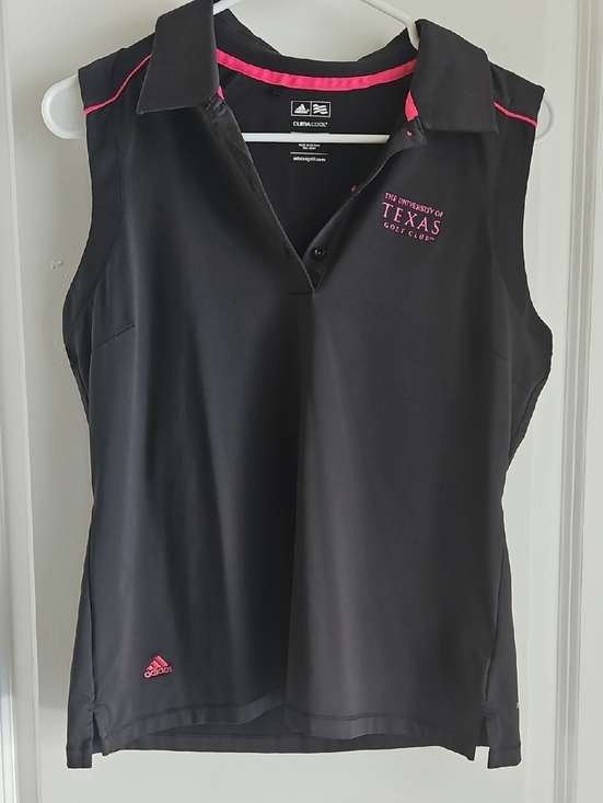 adidas Tops - adidas Black Sleeveless Polo Tank with Pink Accents
